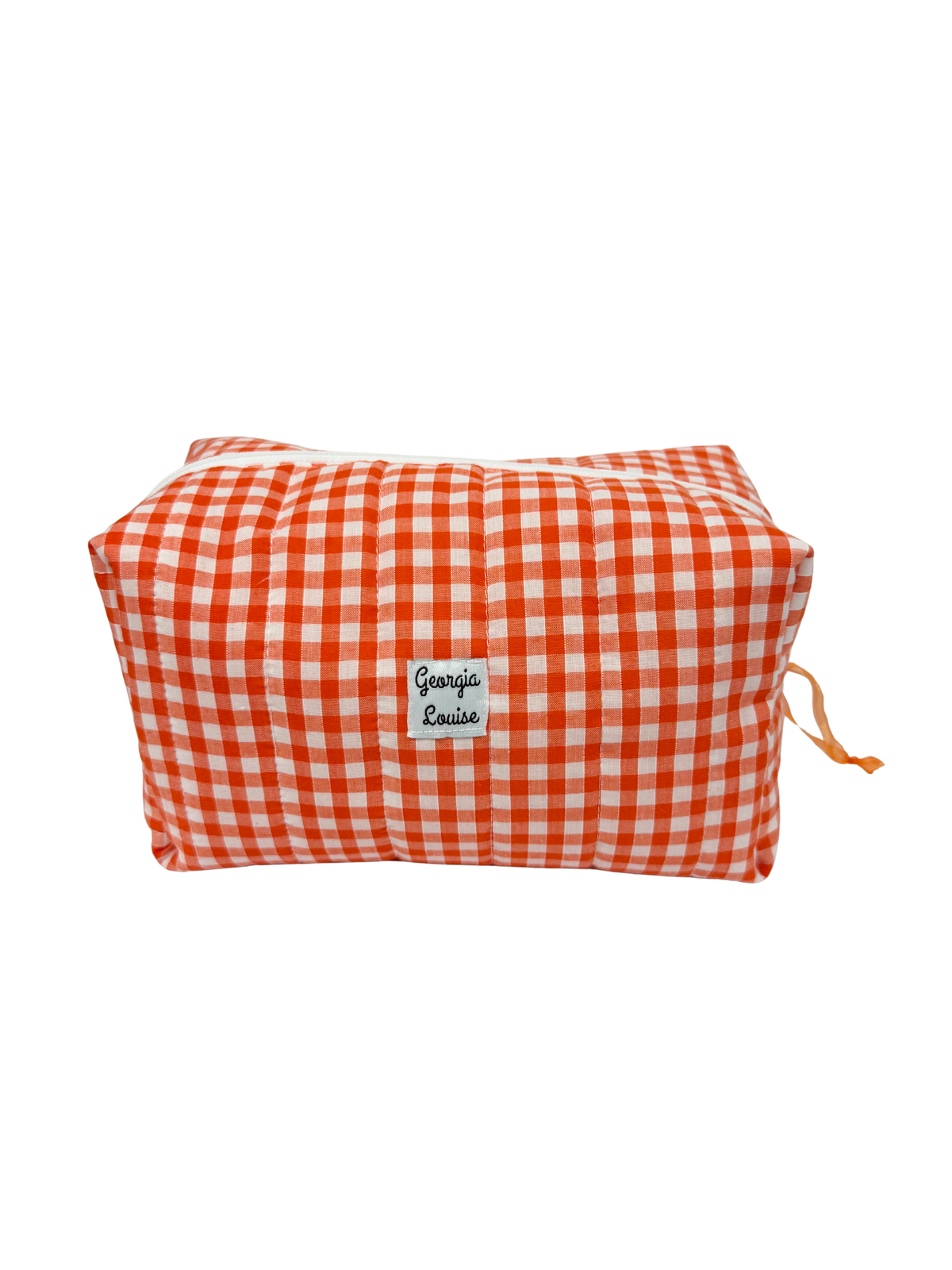 Orange Gingham Large Makeup Bag