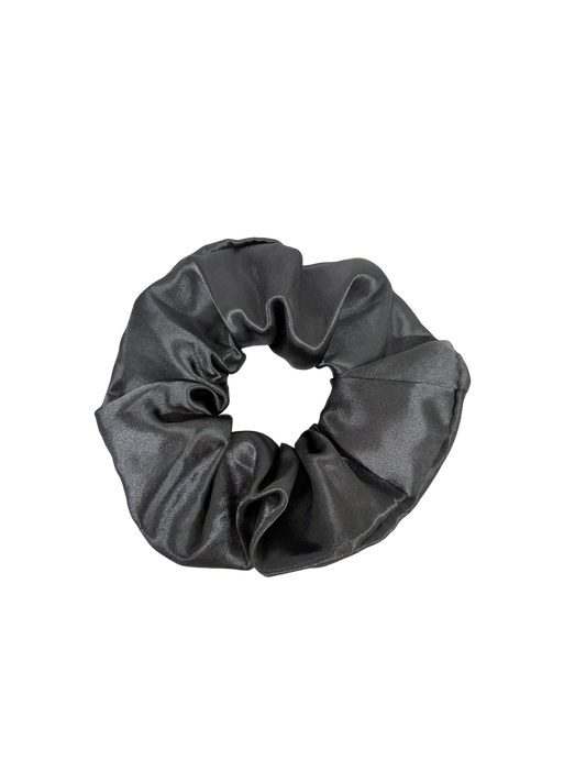 Charcoal Grey Satin Large Scrunchie