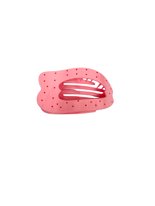 Pink Polka Dot Flat Claw Clip