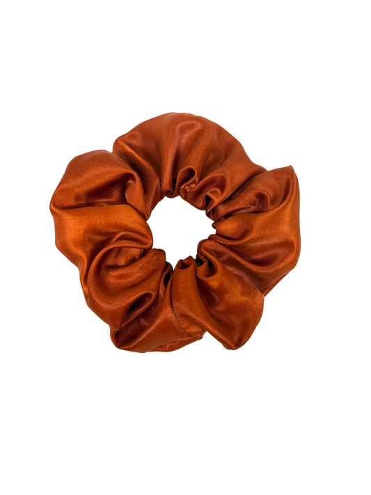 Burnt Orange Orange Satin Large Scrunchie