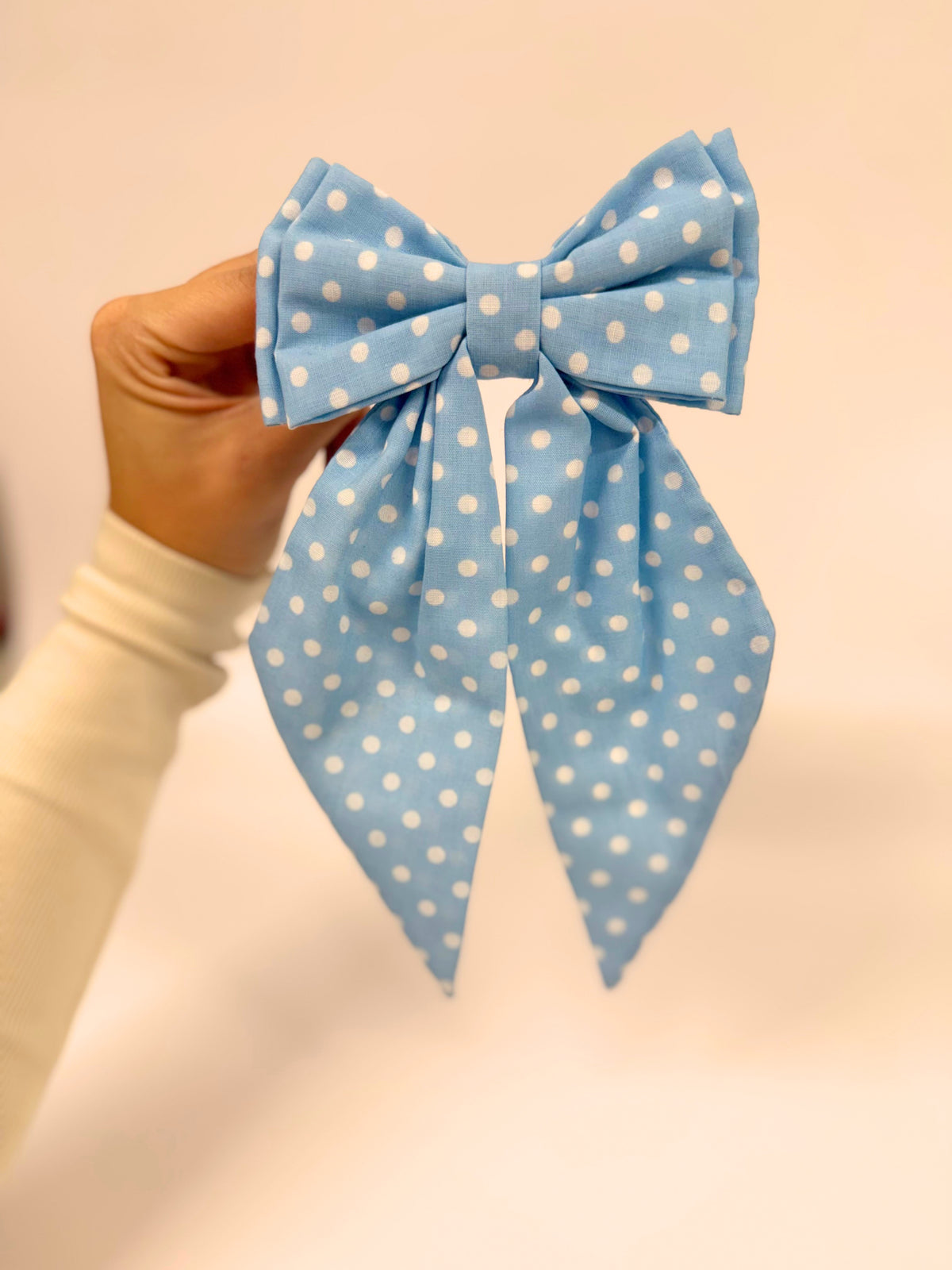 Blue Polka Dot Hair Bow