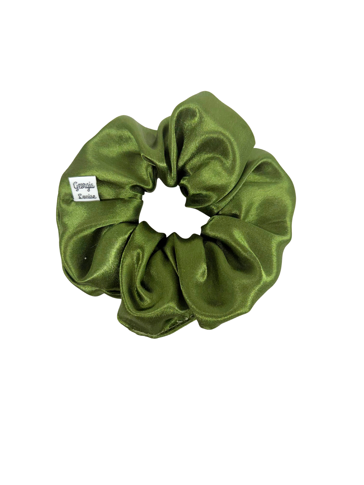 Olive Green Satin Large Scrunchie