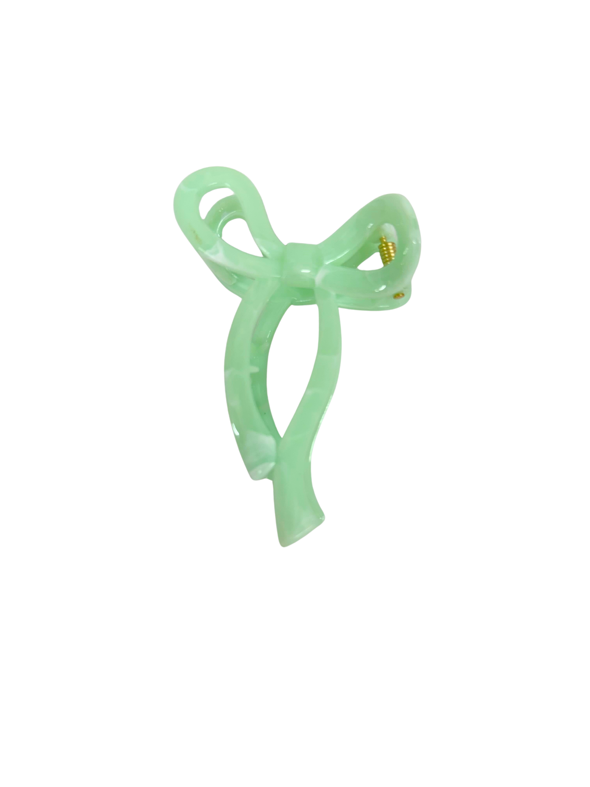 Green Marble Bow Claw Clip