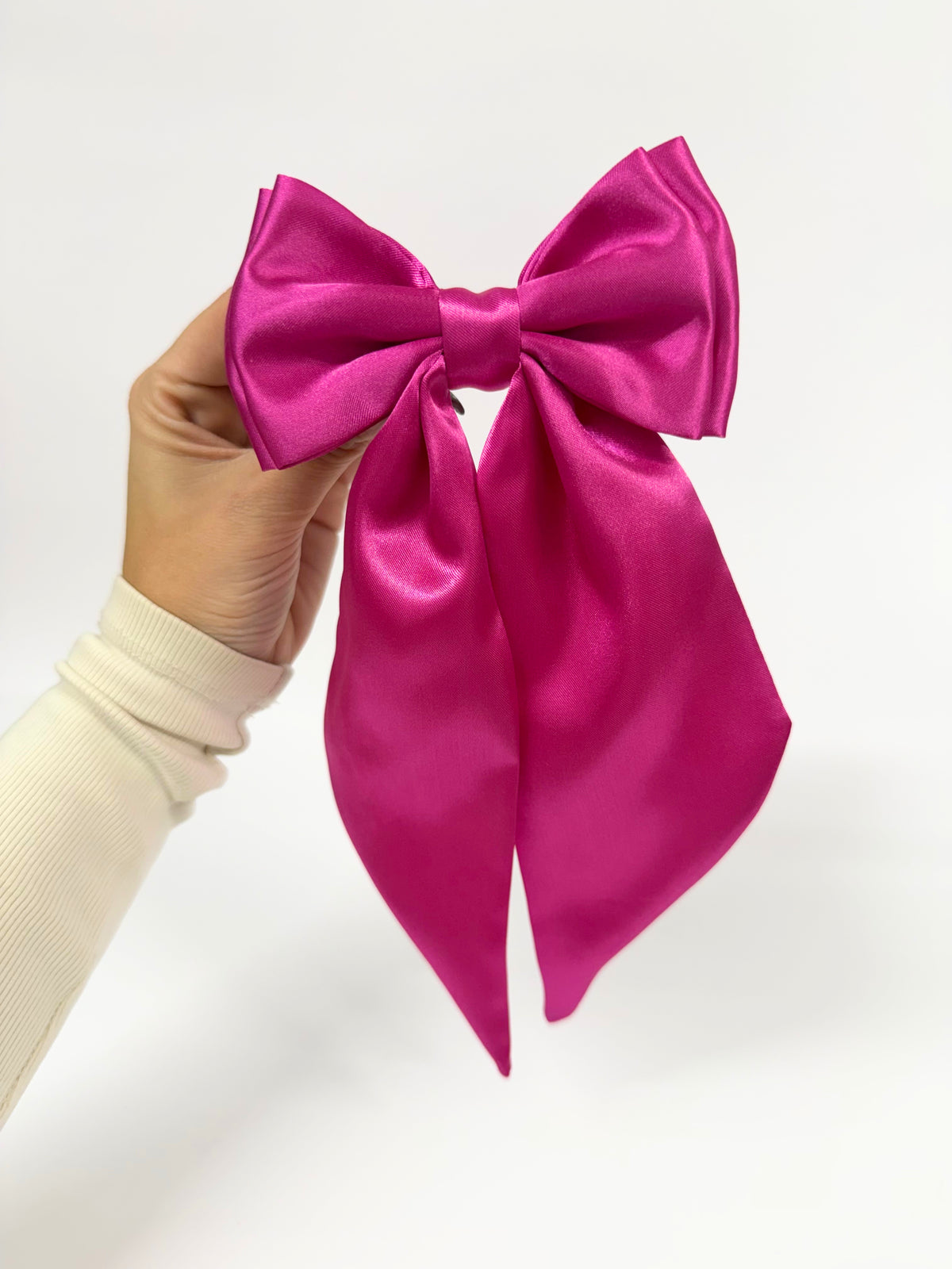 Hot Pink Satin Hair Bow
