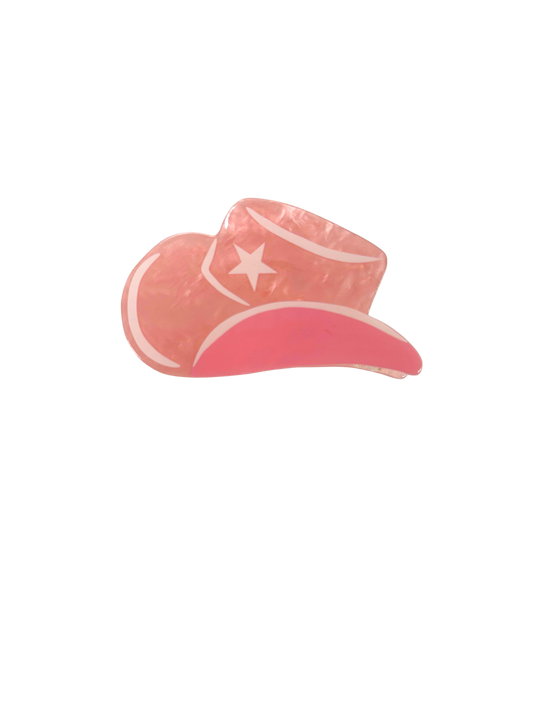 Cowgirl Pink Hat Claw Clip