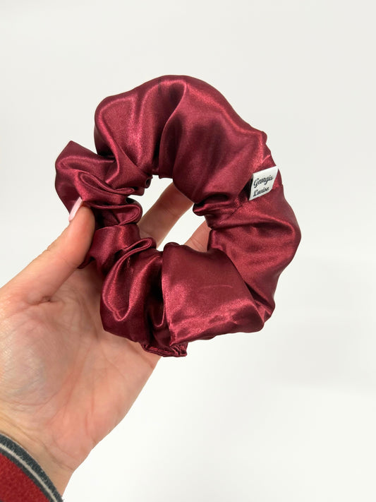 Burgundy Red Satin Large Scrunchie