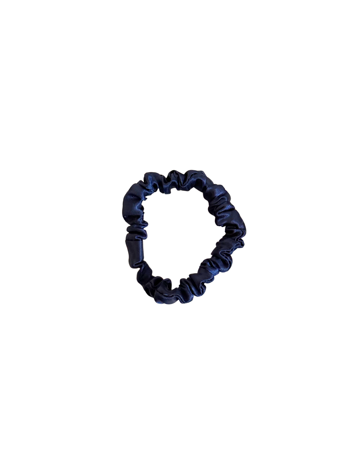 Navy Blue Satin Skinny Scrunchie