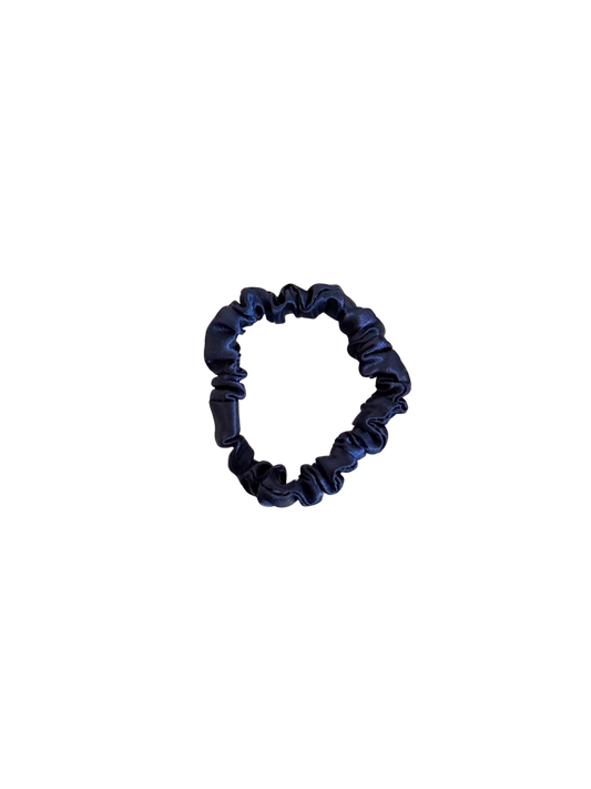 Navy Blue Satin Skinny Scrunchie