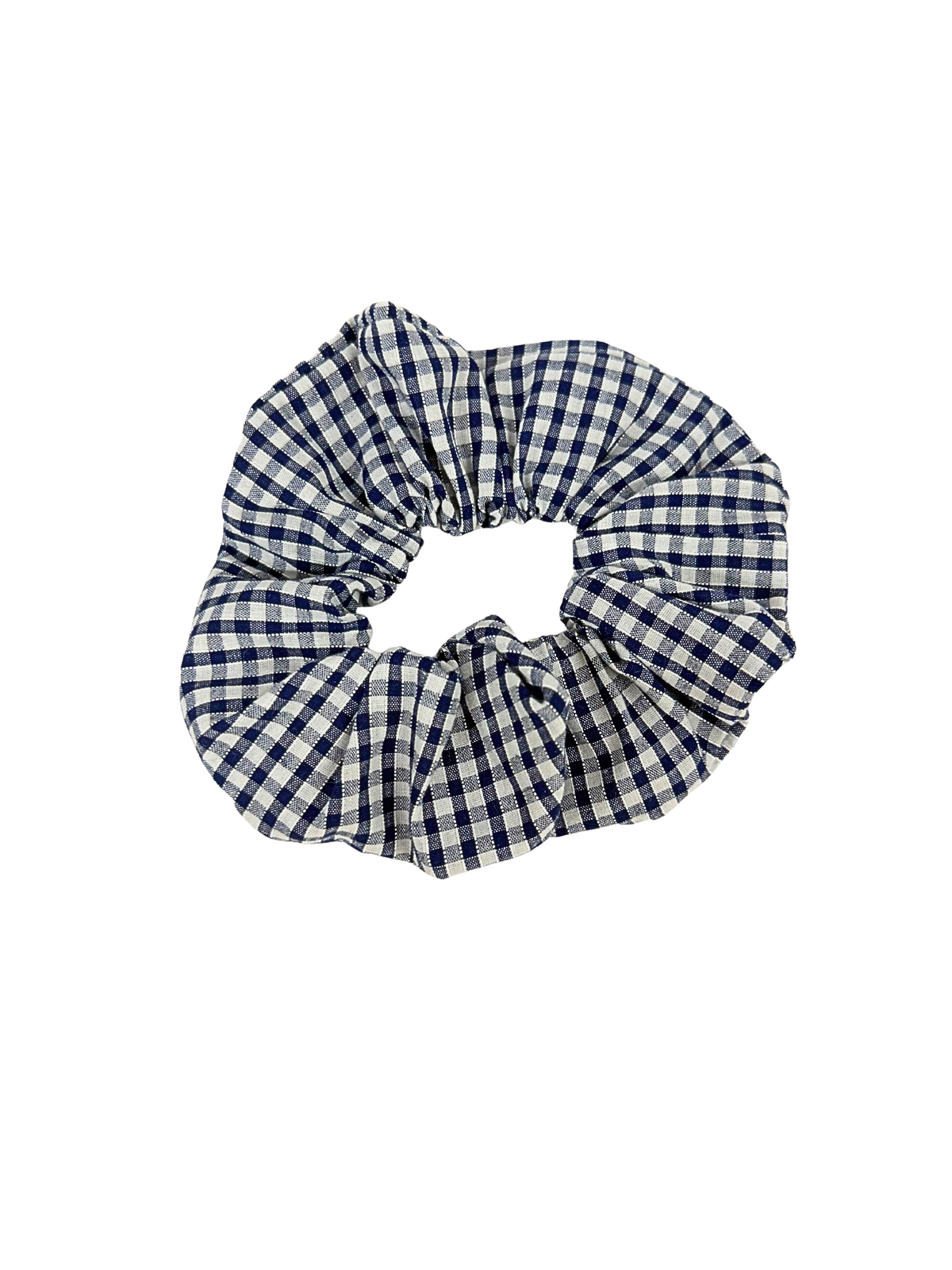 Navy Blue Gingham Large Scrunchie