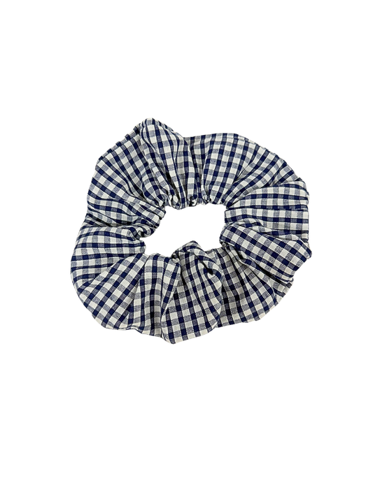 Navy Blue Gingham Large Scrunchie