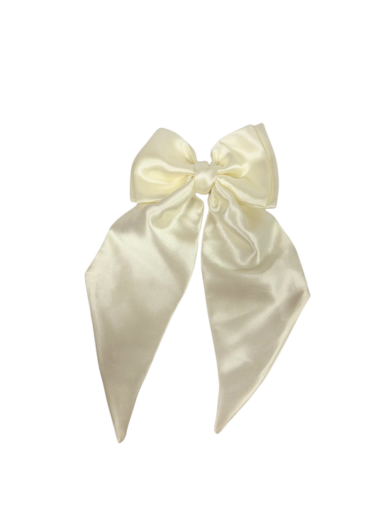 Ivory Satin Hair Bow