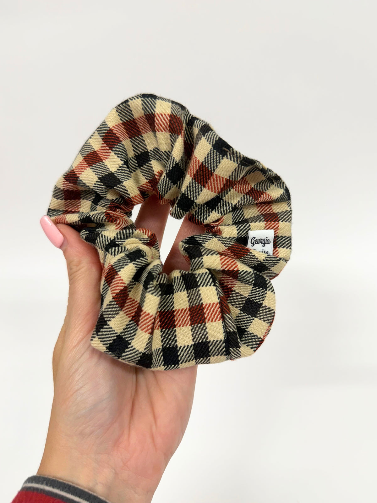 Autumn Brown Plaid Large Scrunchie