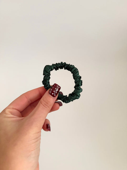 Forest Green Satin Skinny Scrunchie