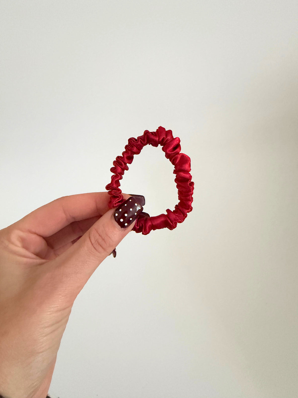 Ruby Red Satin Skinny Scrunchie