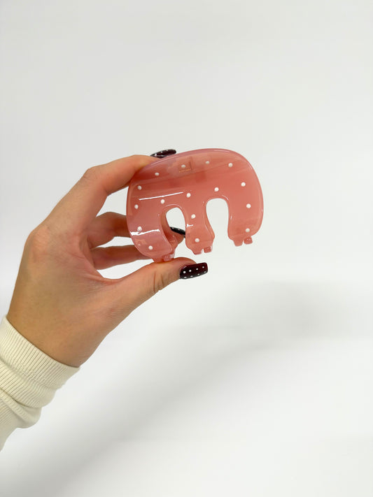 Pink Polka Dot Pumpkin Claw Clip