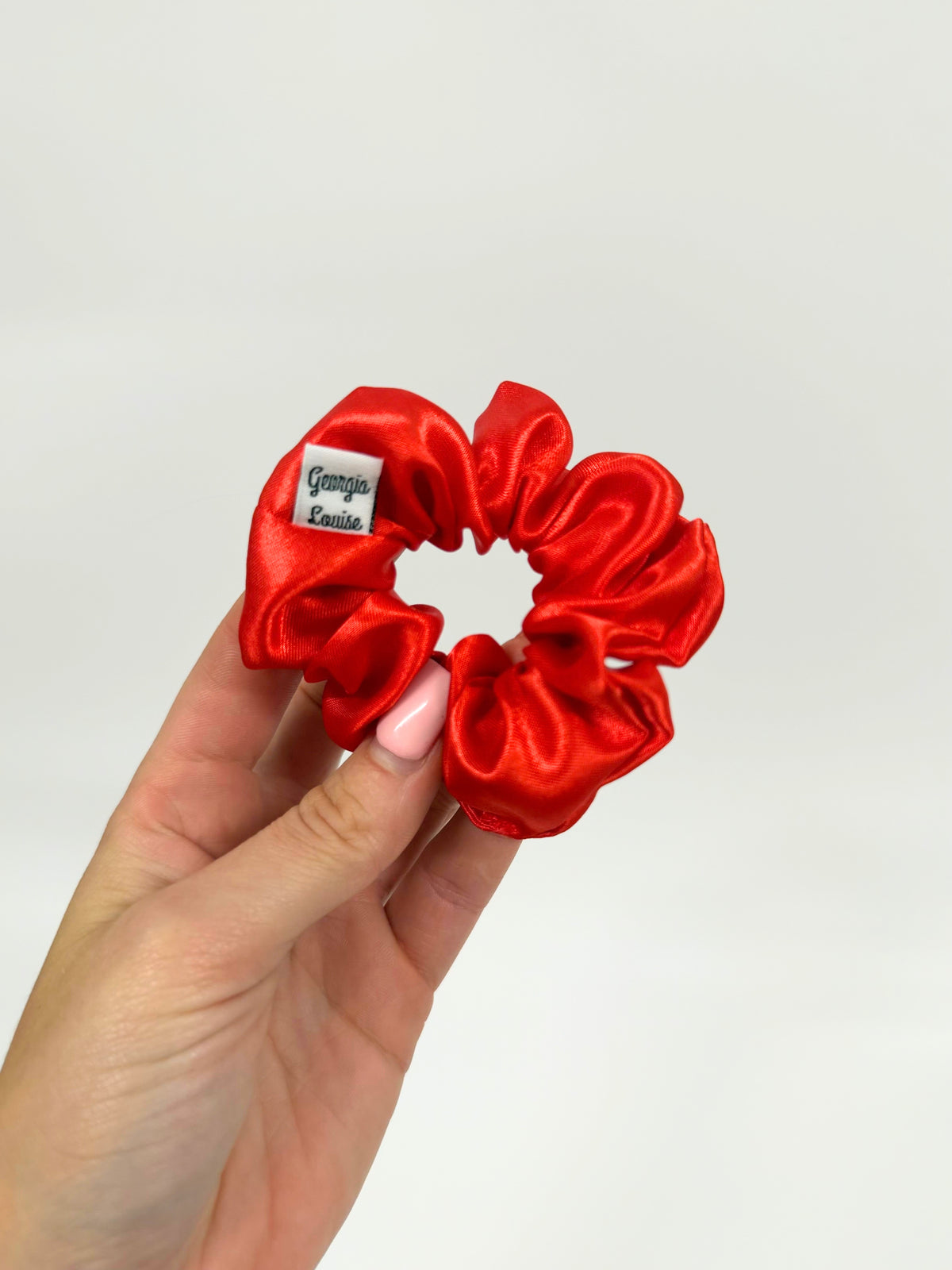 Bright Red Satin Small Scrunchie