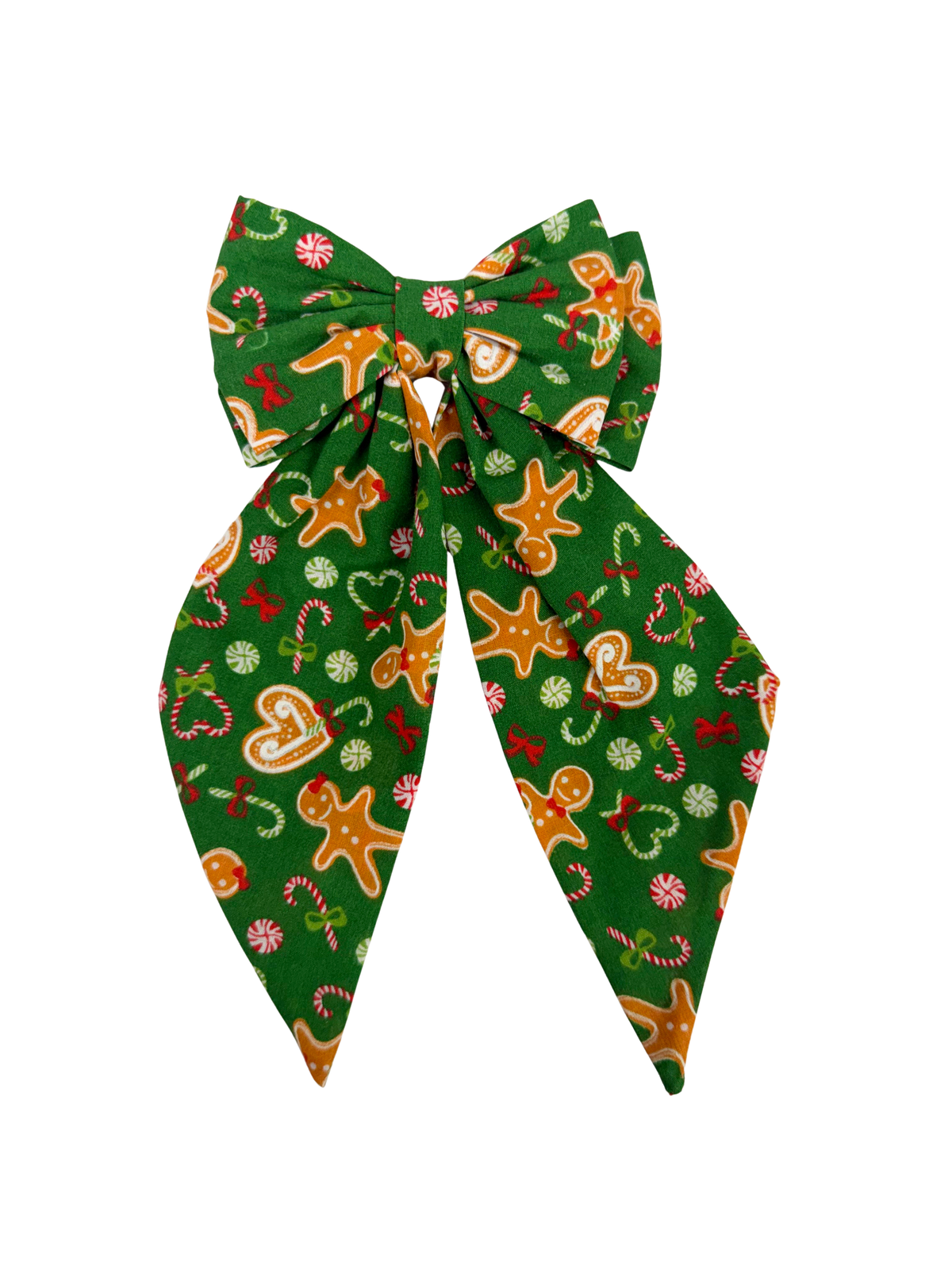 Green Gingerbread Man Christmas Hair Bow
