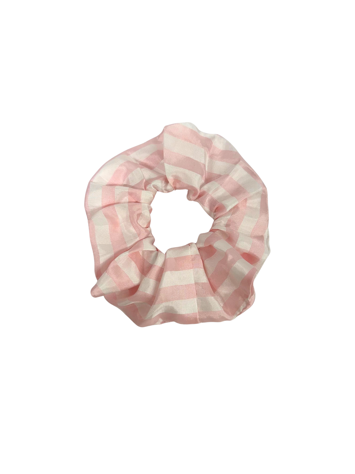 Pink & White Striped SatinLarge Scrunchie