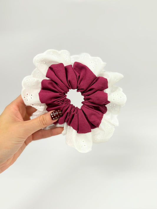 Plum Oversized Ruffle Scrunchie