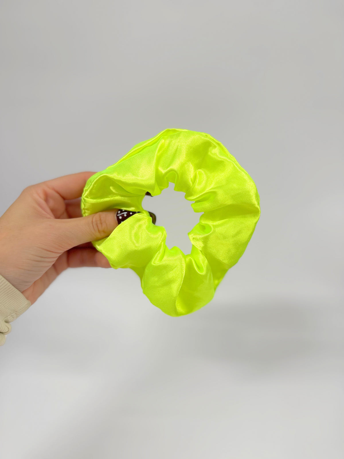 Neon Yellow Satin Large Scrunchie