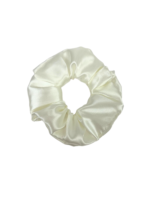 Ivory White Satin Large Scrunchie