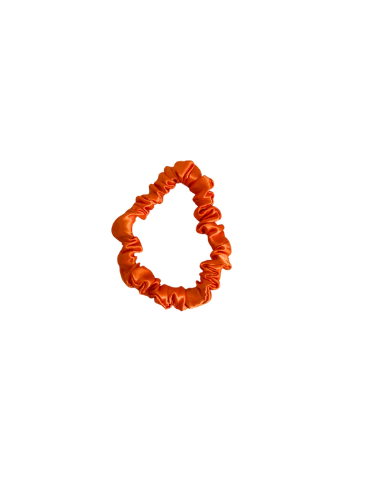 Bright Orange Satin Skinny Scrunchie