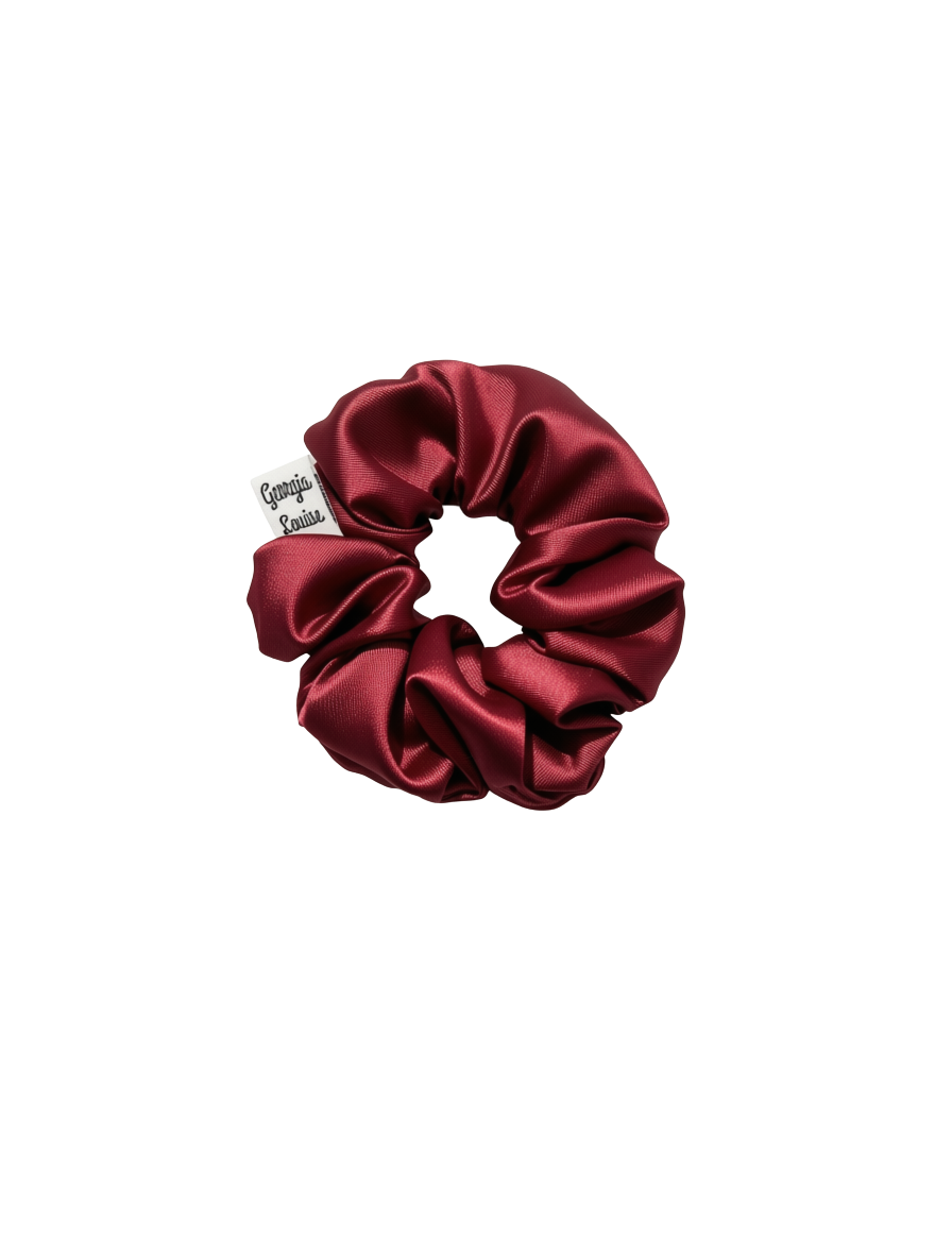 Burgundy Red Satin Small Scrunchie