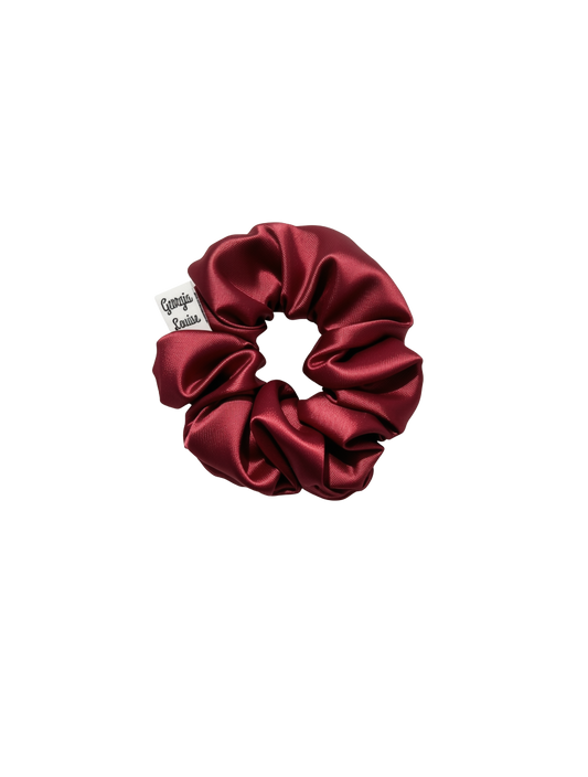 Burgundy Red Satin Small Scrunchie