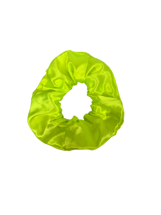 Neon Yellow Satin Large Scrunchie