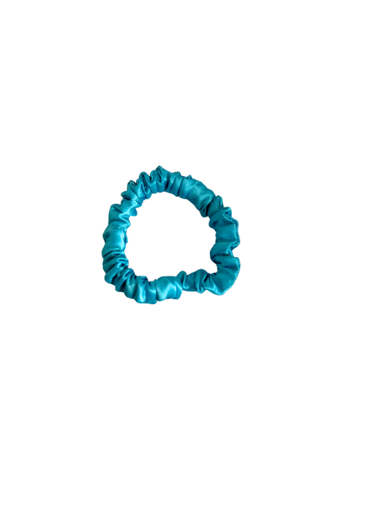 Turquoise Satin Skinny Scrunchie