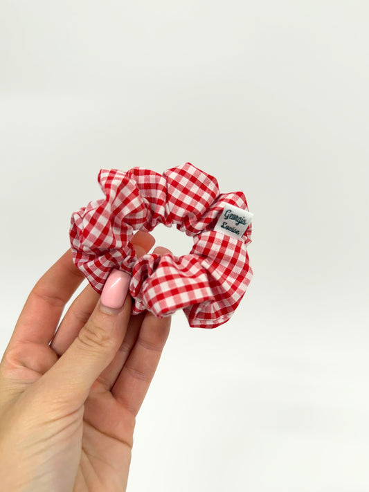 Red Gingham School Small Scrunchie