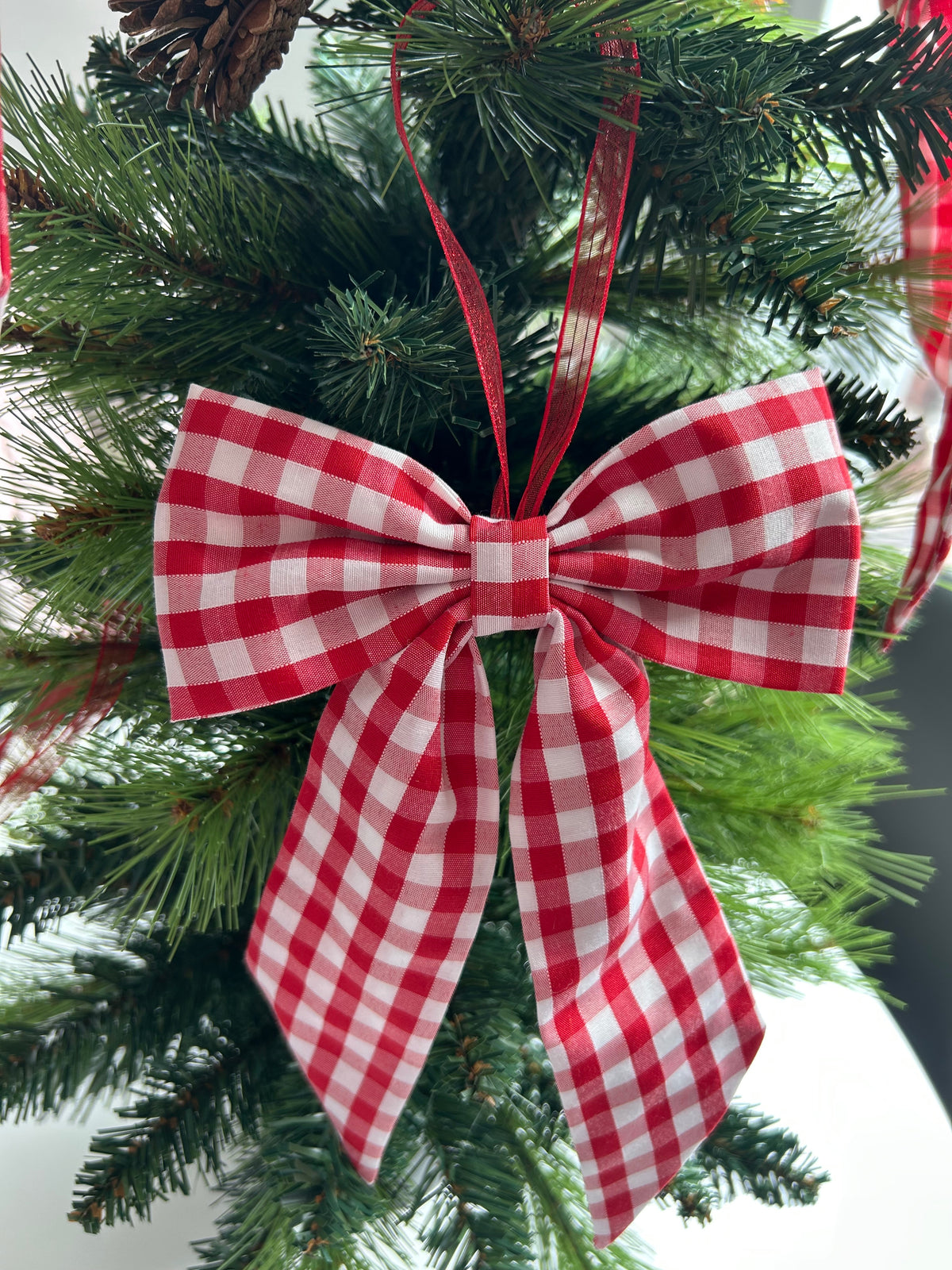 Red Gingham Christmas Tree Bow