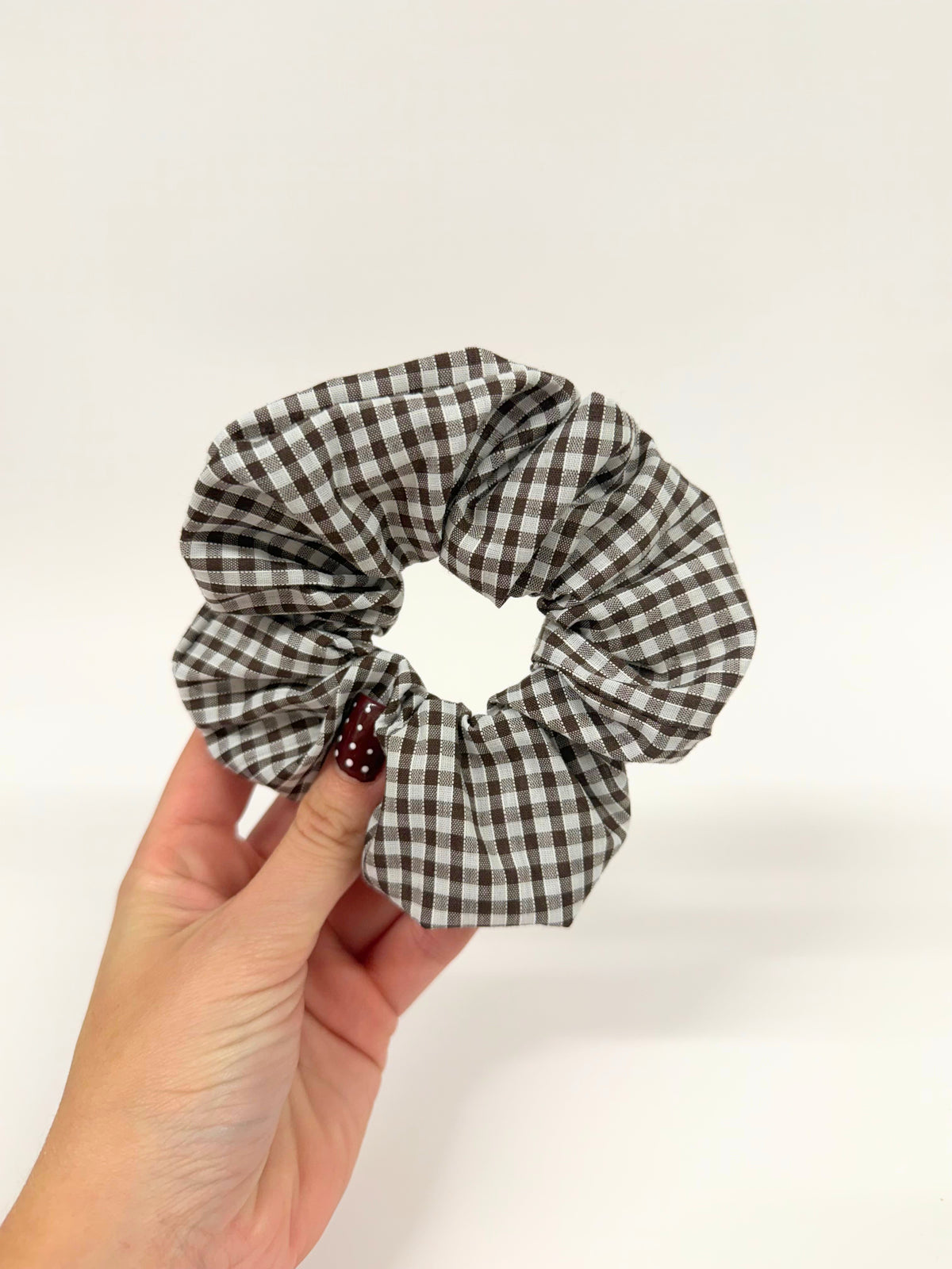 Brown Gingham Large Scrunchie