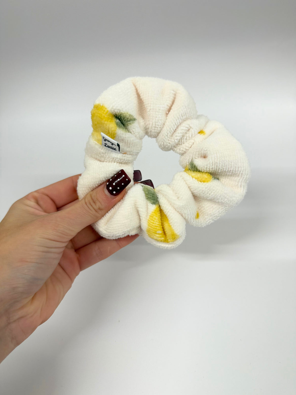 Cream Lemon Towel Scrunchie