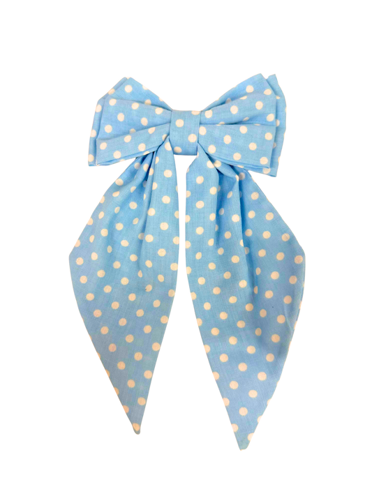 Blue Polka Dot Hair Bow