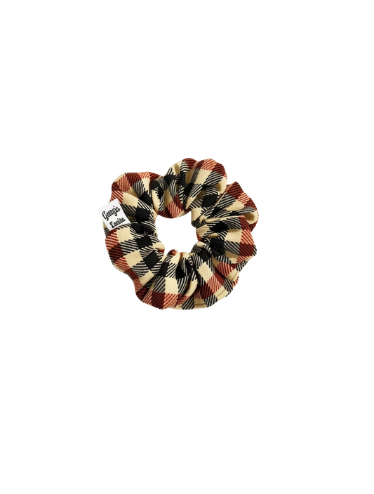 Autumn Brown Plaid Small Scrunchie