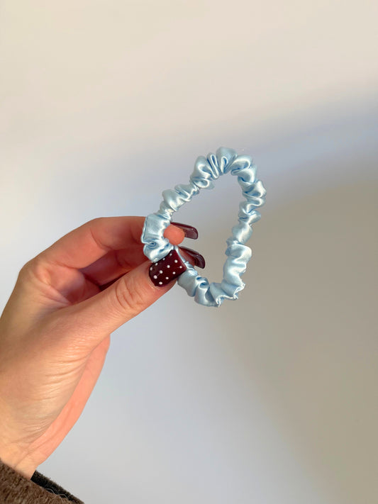 Baby Blue Satin Skinny Scrunchie