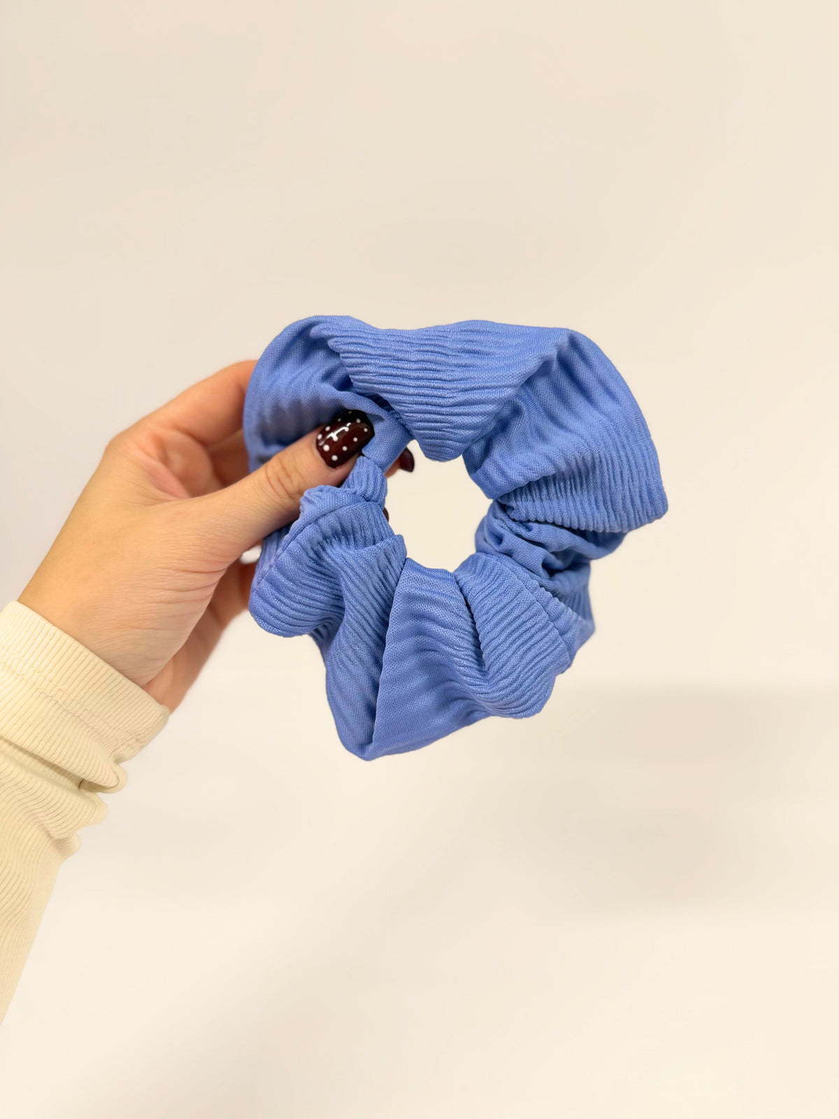 Blue Plisse Large Scrunchie