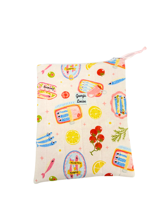 Pink Sardine Book Sleeve with Zipper