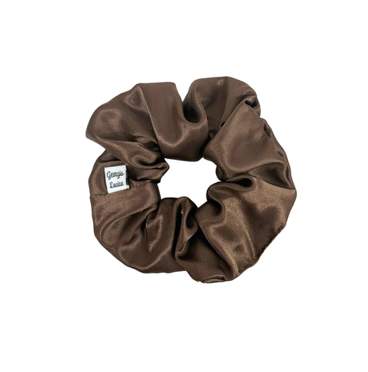 Chocolate Brown Satin Large Scrunchie