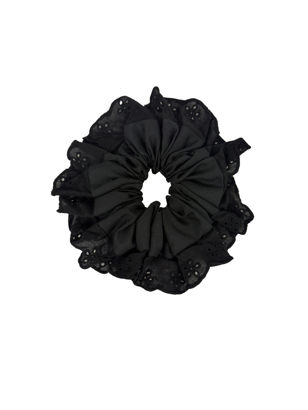 Black Oversized Ruffle Scrunchie