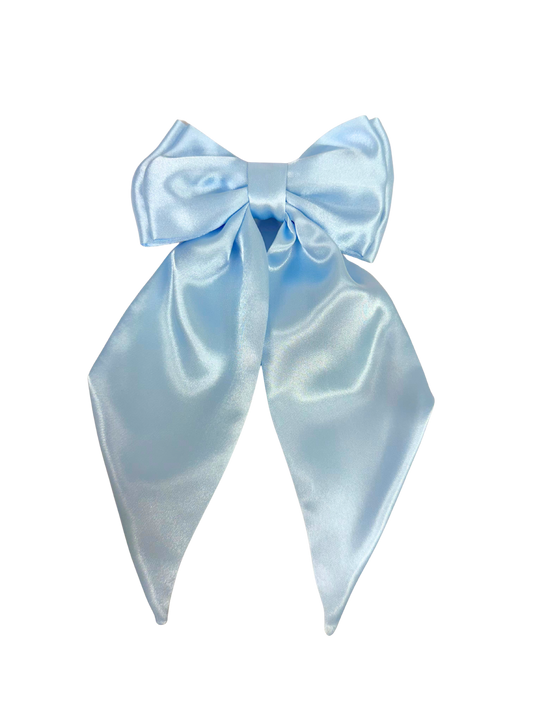 Baby Blue Satin Hair Bow