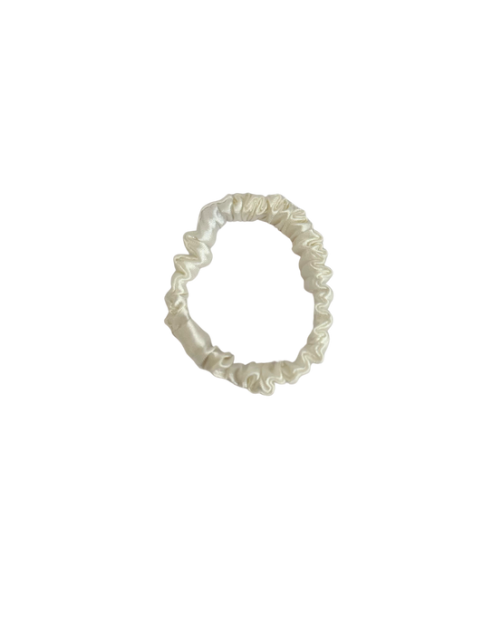 Ivory Satin Skinny Scrunchie