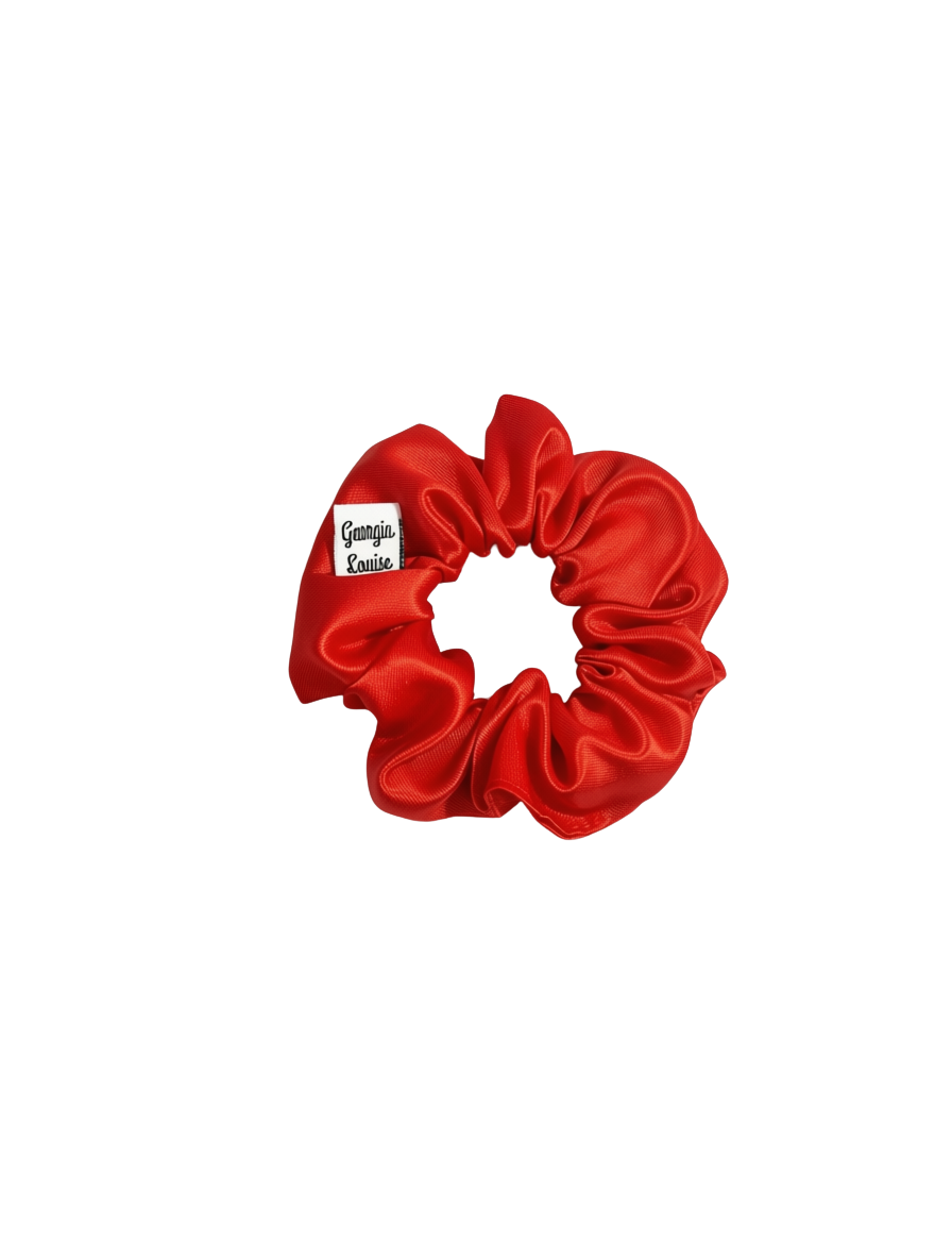 Bright Red Satin Small Scrunchie