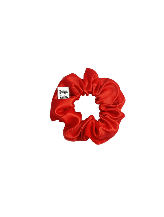 Bright Red Satin Small Scrunchie