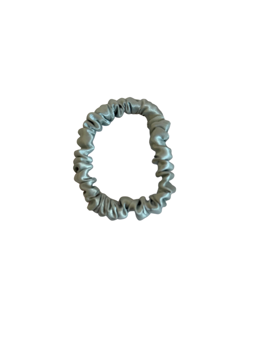 Duck Egg Blue Satin Skinny Scrunchie