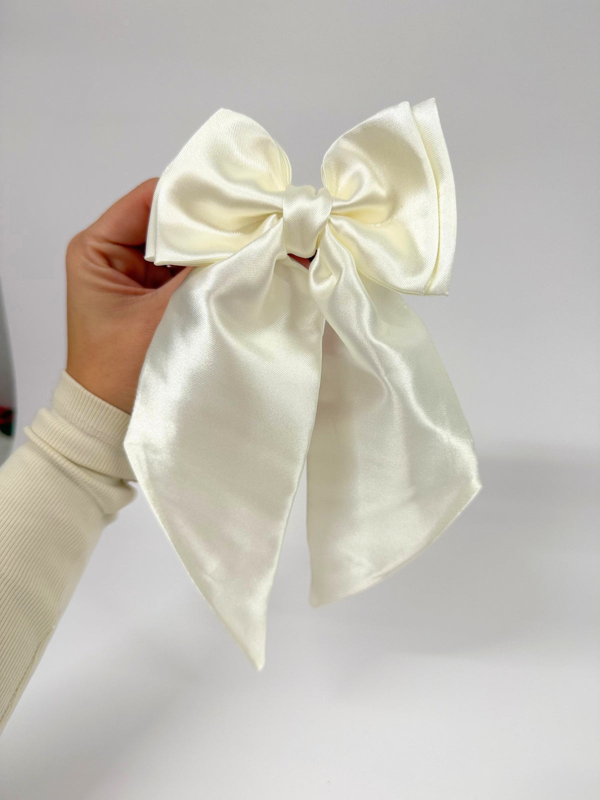 Ivory Satin Hair Bow
