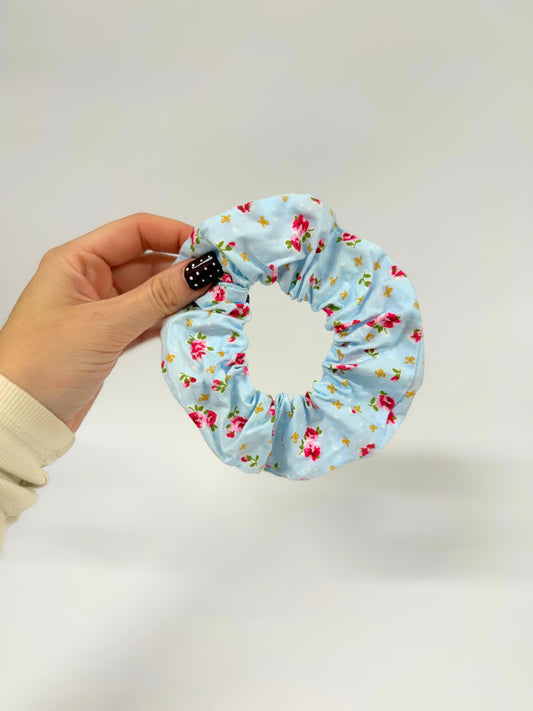 Blue Floral Large Scrunchie