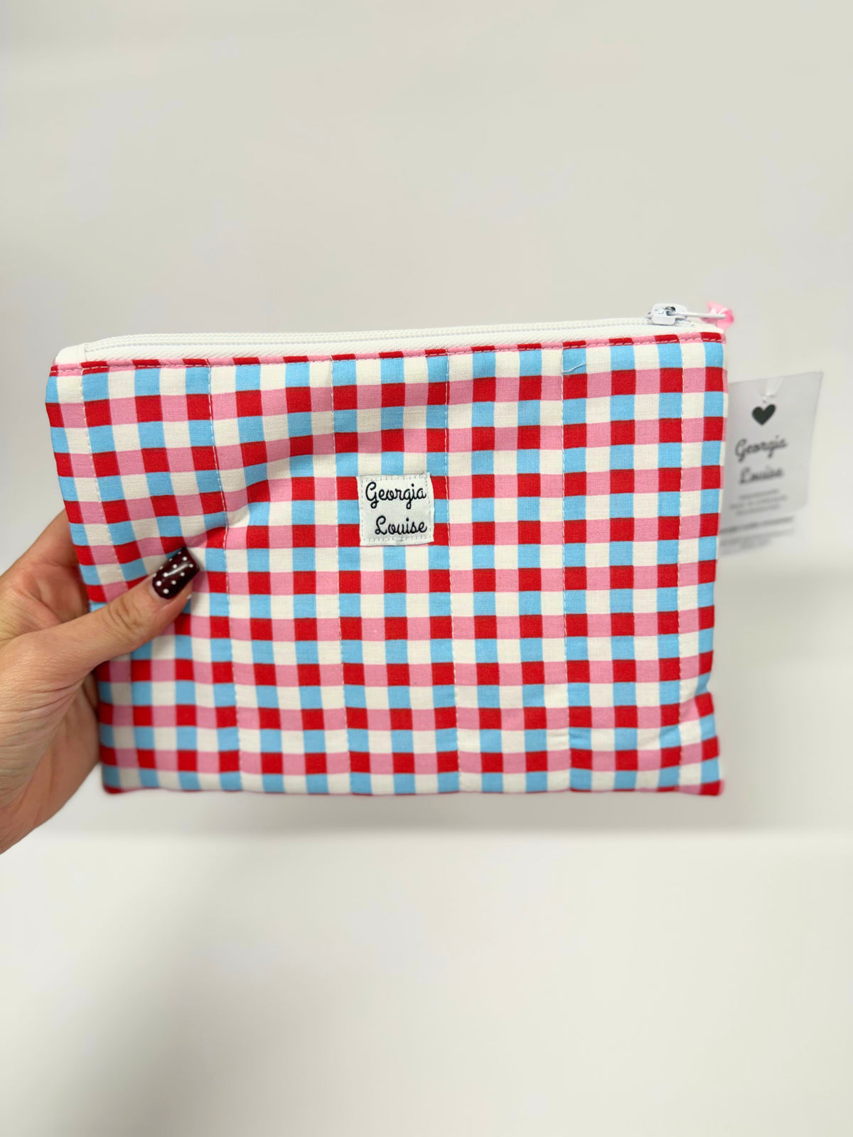 White, Blue, Red & Pink Gingham Kindle Paperwhite Case