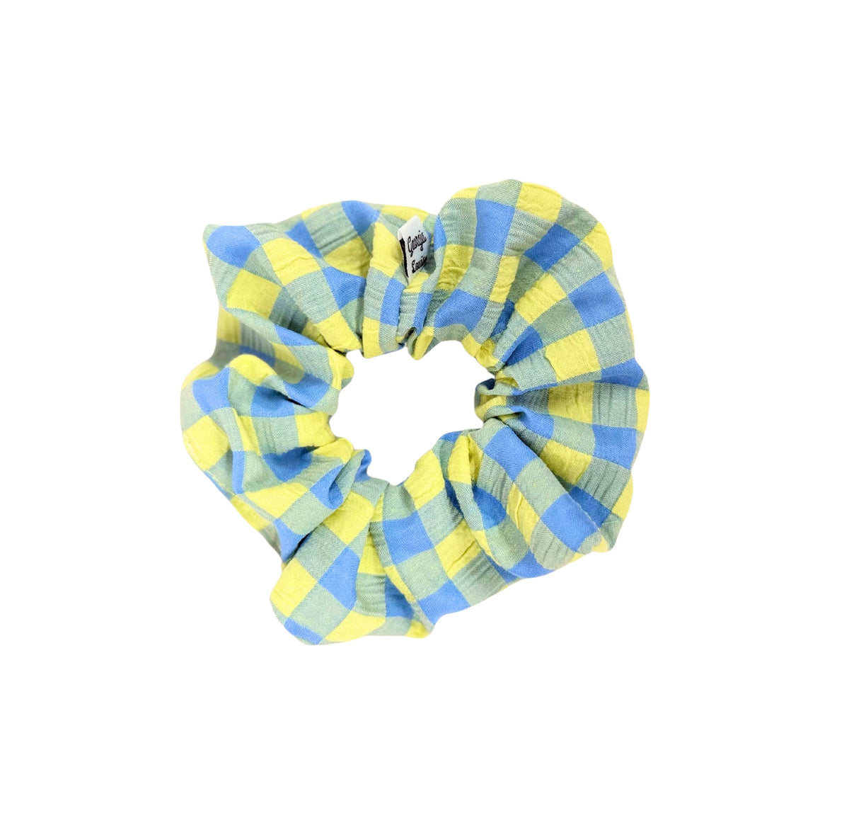Blueberry Lemon Gingham Large Scrunchie